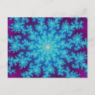 Snowflake Fractal Aqua Blue Postcard