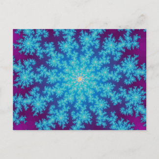 Snowflake Fractal Aqua Blue Postcard