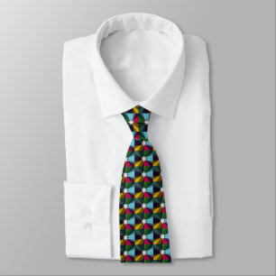 Snowflake Fractal Pattern Green Gold Turquoise Tie
