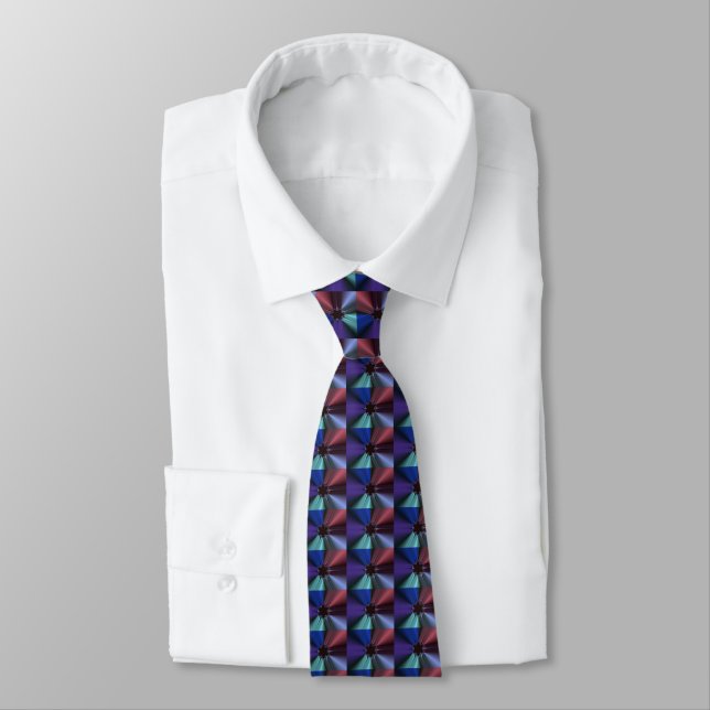 Snowflake Fractal Pattern Purple Blue Tie (Tied)