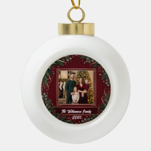 Snowflake Frame Family Photo Christmas Ceramic Ceramic Ball Christmas Ornament