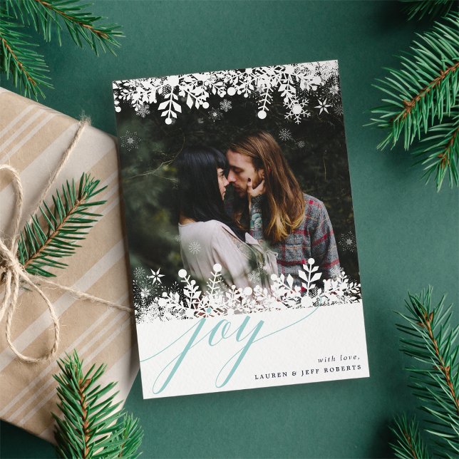 Snowflake Frame Holiday Photo Card | Ice (Creator Uploaded)