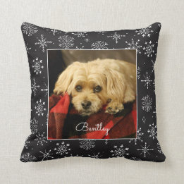 Snowflake Frame Pet Photo Pillow