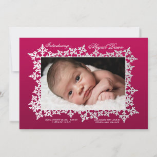 Snowflake Frame Photo Birth Announcement