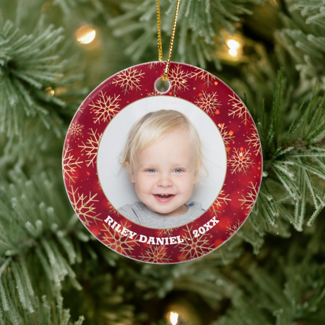 Snowflake Frame Photo Ceramic Tree Decoration (Tree)