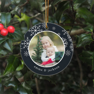 Snowflake Frame Photo Ceramic Tree Decoration