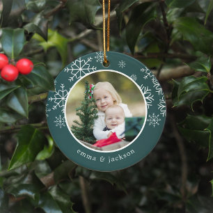 Snowflake Frame Photo Ceramic Tree Decoration