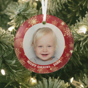 Snowflake Frame Photo Glass Tree Decoration