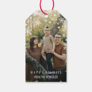 Snowflake Frame Snowy Modern Photo Overlay Holiday Gift Tags