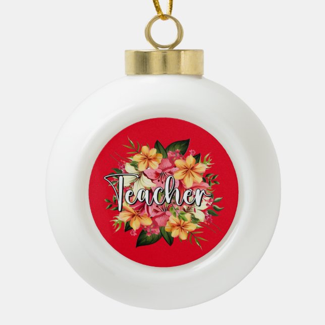 Snowflake Framed Ornament colour red for teachers (Front)