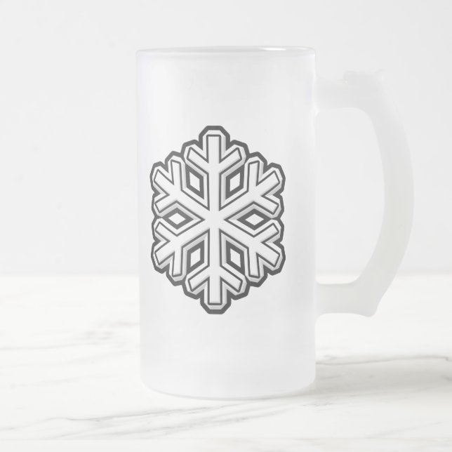 Snowflake Frosted Glass Beer Mug (Right)