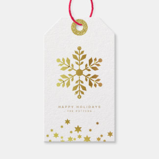 Snowflake | Fun Christmas White & Gold Mini Gift Tags