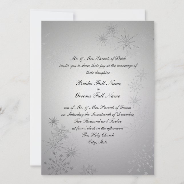 Snowflake Gems/ Silver Invitation (Front)