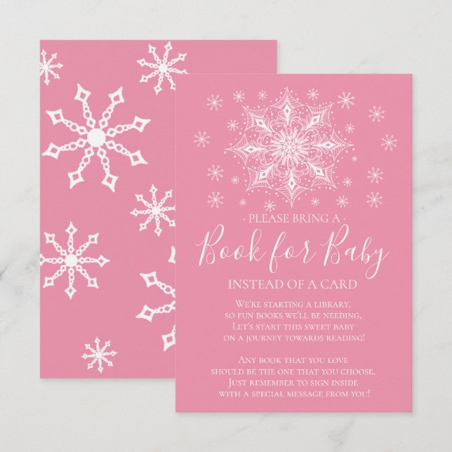 Snowflake Girls Baby Shower Book for Baby Invitation (Front/Back)