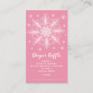 Snowflake Girls Baby Shower Diaper Raffle Ticket Enclosure Card