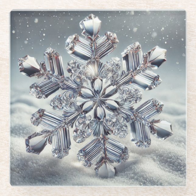 Snowflake Glass Coaster (Front)