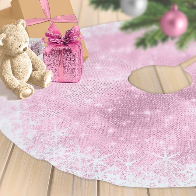 Snowflake Glitter and Shine Pink ID671 Brushed Polyester Tree Skirt (Creator Uploaded)