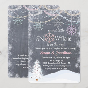 Snowflake Glitter Pearl Baby Shower Invitation