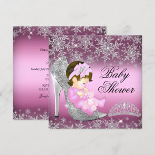 Snowflake Glitter Shoe Girl Baby Shower Invitation
