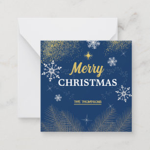 snowflake gold glitter merry christmas card