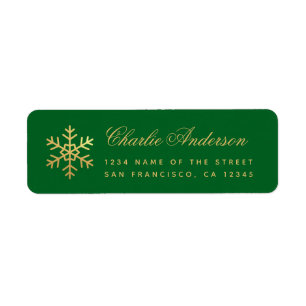 Snowflake Green Faux Gold Elegant Script Holidays