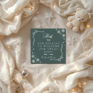 Snowflake green Labor & Delivery NICU Hospital Thank You Card