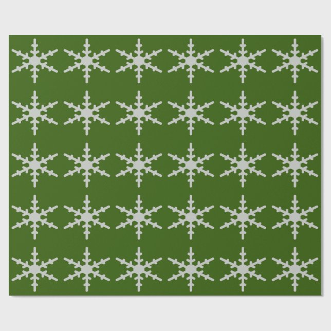 Snowflake Green Wrapping Paper (Flat)