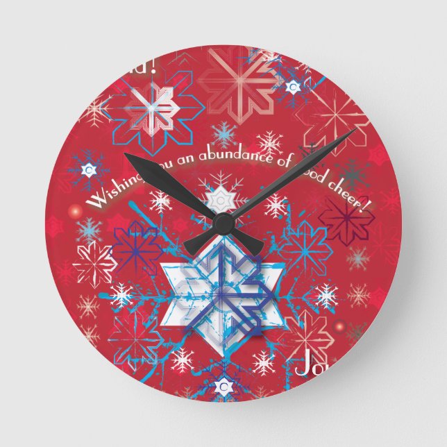 Snowflake Greetings I Round Clock (Front)