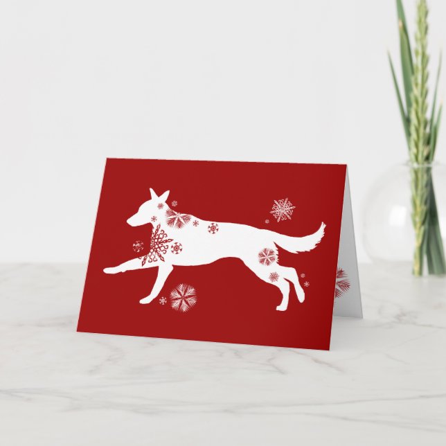 Snowflake GSD Dog Holiday Greeting Card (Front)