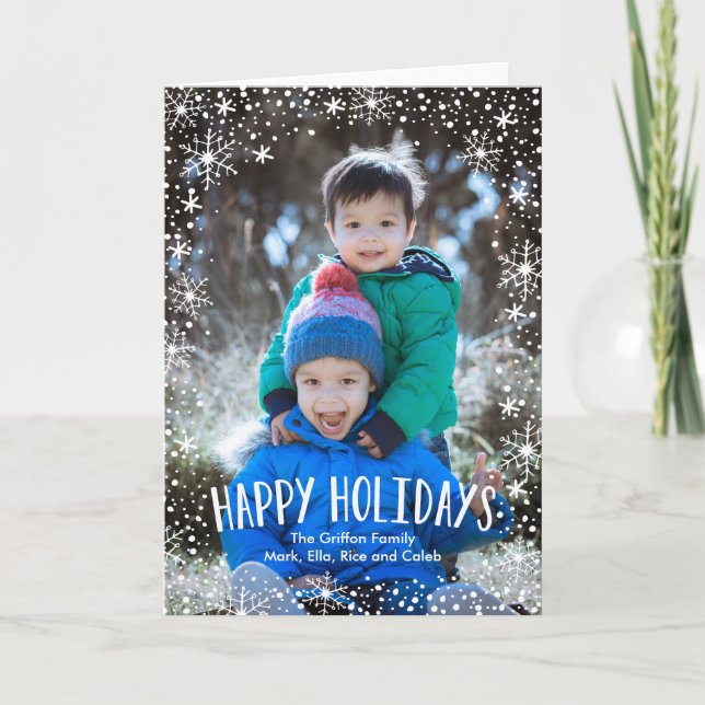 Snowflake Happy Holidays Holiday Card (Front)