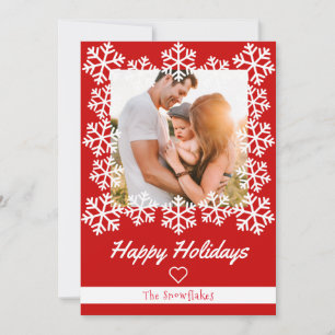 Snowflake Happy Holidays Red Greeting Card