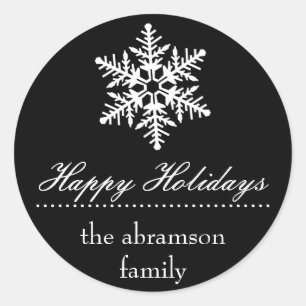 Snowflake Happy Holidays Stickers (Black)