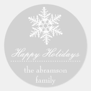 Snowflake Happy Holidays Stickers (Silver)