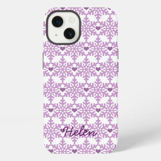 Snowflake Heart Pattern - Custom name Case-Mate iP iPhone Case (Back)