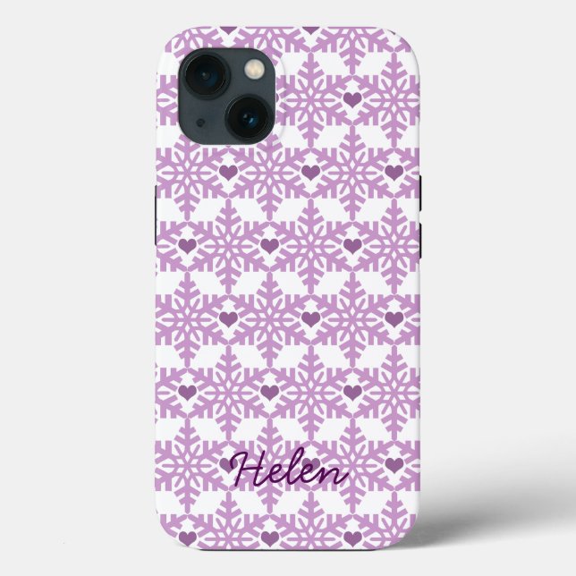 Snowflake Heart Pattern - Custom name Case-Mate iP iPhone Case (Back)