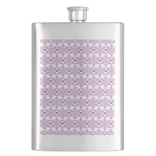 Snowflake Heart Pattern Hip Flask