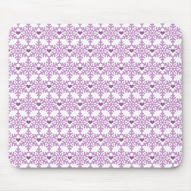 Snowflake Heart Pattern Mouse Mat (Front)