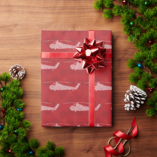 Snowflake Helicopters - Red Wrapping Paper