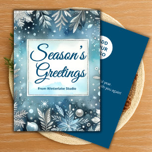 Snowflake Holiday Card Company Logo Upload