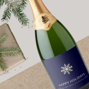 Snowflake Holiday Champagne Label