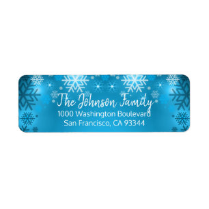 SNOWFLAKE Holiday Christmas Blue Return Address
