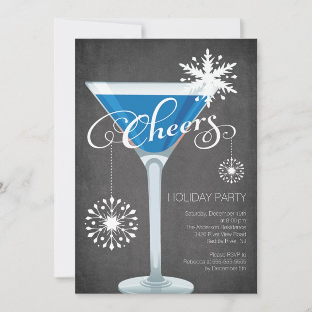 Snowflake Holiday Cocktail Party Invitation (Front)