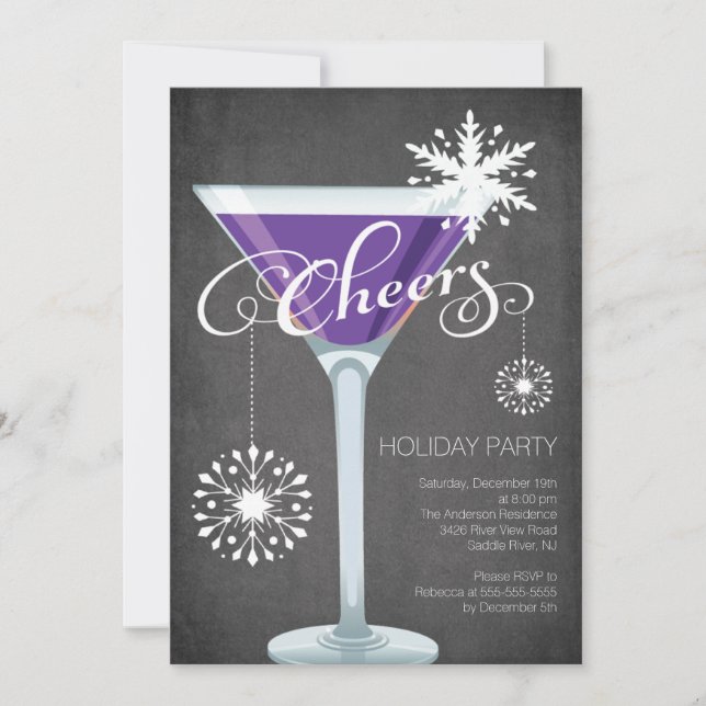 Snowflake Holiday Cocktail Party Invitation (Front)