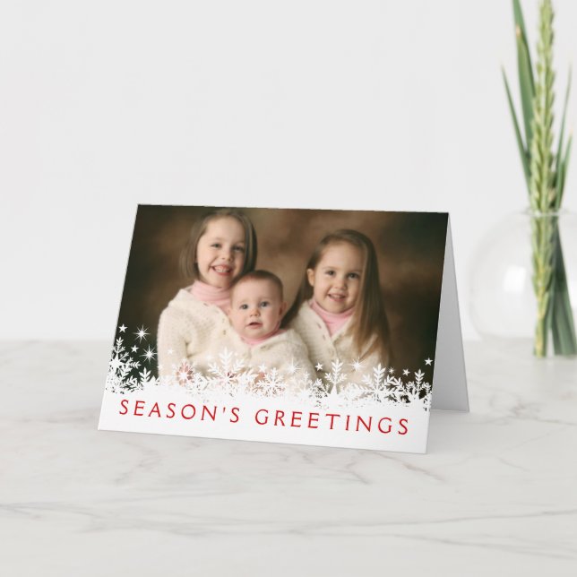 Snowflake Holiday Full-bleed Photo Greeting Card (Front)