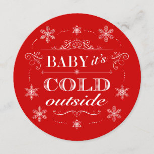 Snowflake Holiday Party Baby It's Cold Outside Invitation