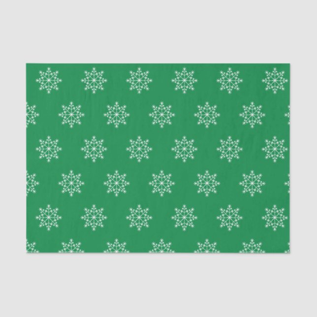 Snowflake Holiday Pattern Christmas Green Tissue Paper (Front)
