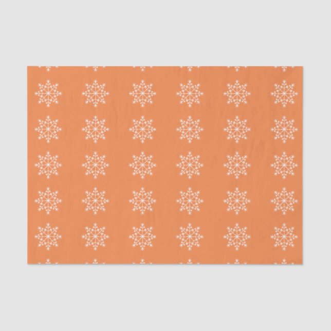 Snowflake Holiday Pattern Vibrant Orange Christmas Tissue Paper (Front)
