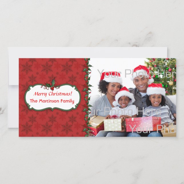 Snowflake Holly Photo Card (Front)
