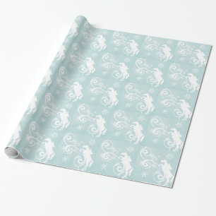 Snowflake Horse Holiday Christmas Wrapping Paper