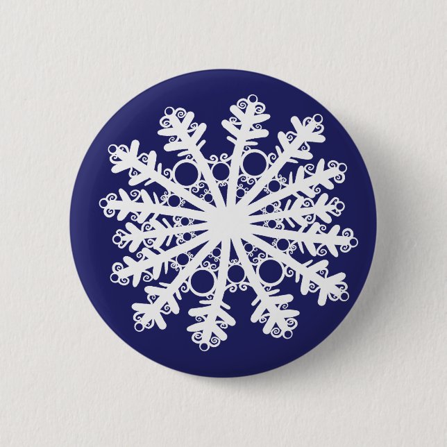 Snowflake I 6 Cm Round Badge (Front)